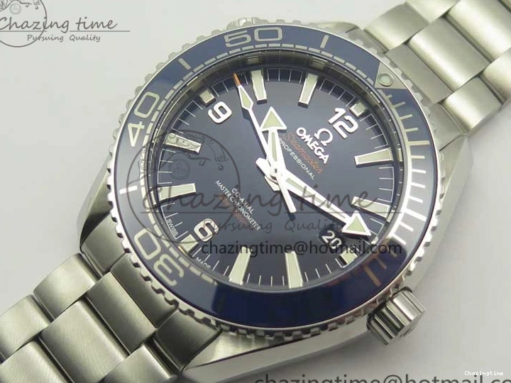 0428 Planet Ocean 2016 43.5mm SS Blue Bezel OM 1:1 Best Edition Blue Dial on SS Bracelet A8900 V WellDesigned 8029